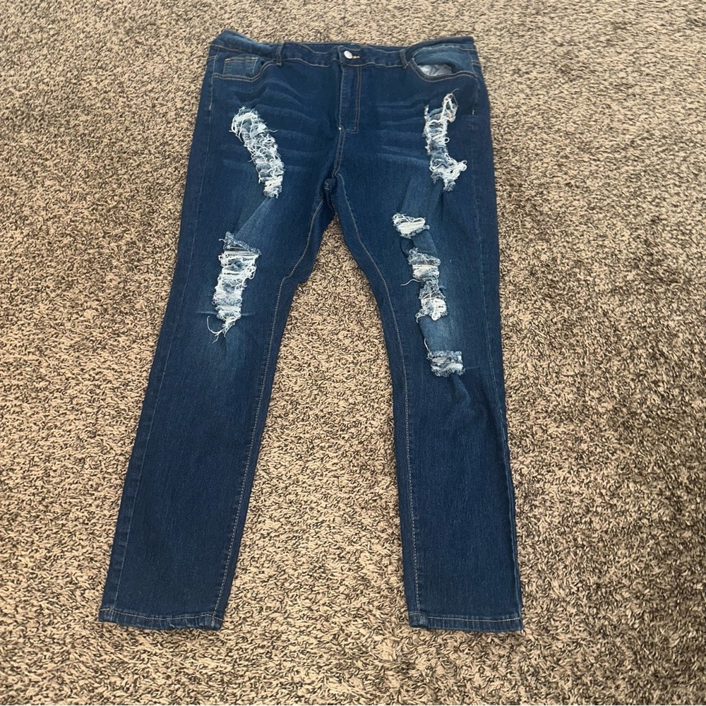 Blue Skinny Distressed Jeans NWOT